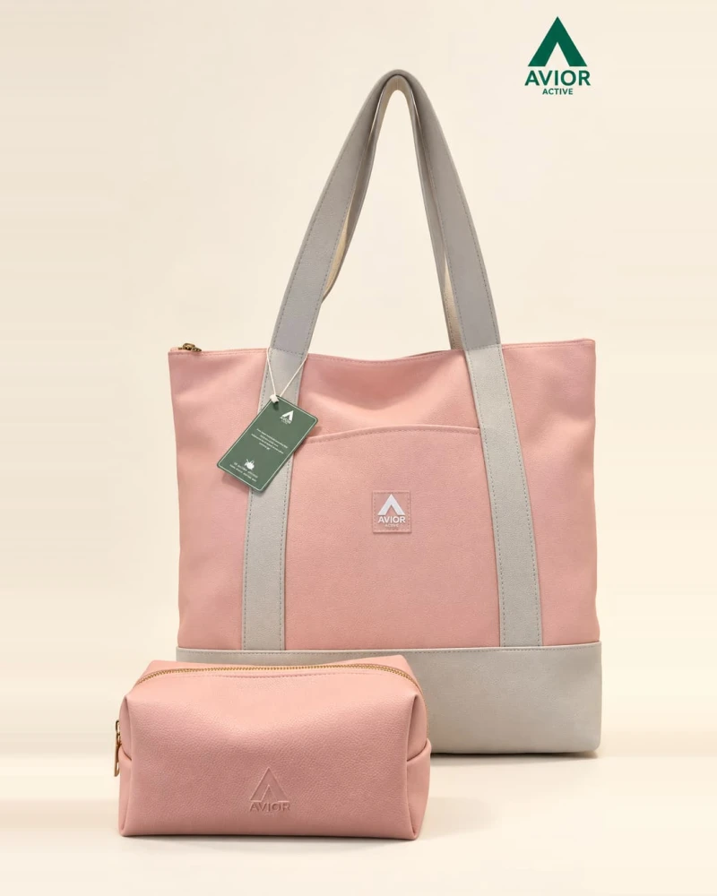 Avior Active Paket Bundling Singapore Leather Tote Bag x Toiletries Pouch