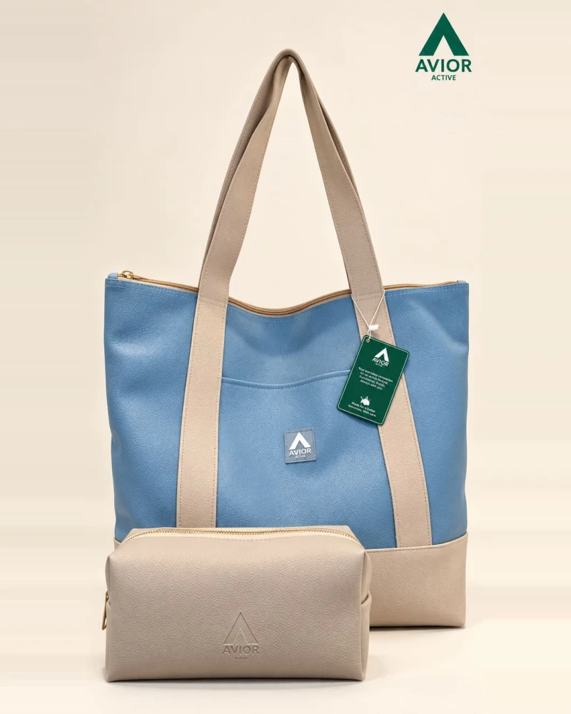 Avior Active Paket Bundling Singapore Leather Tote Bag x Toiletries Pouch