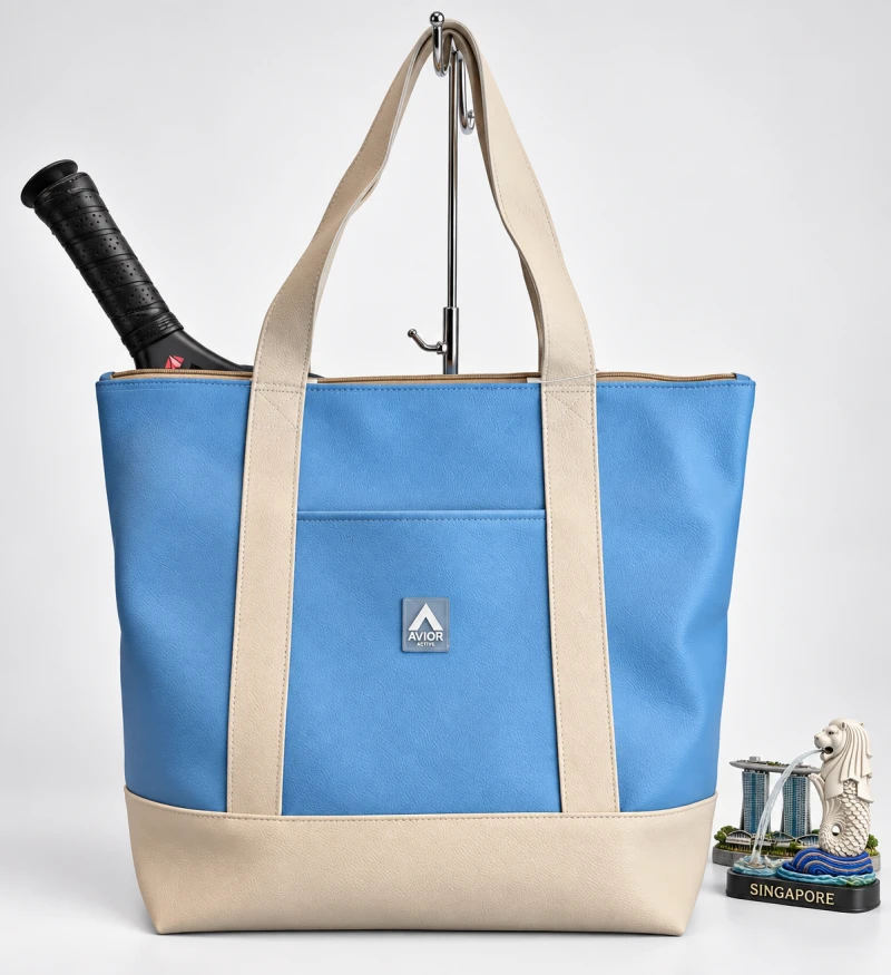 Avior Active Singapore Leather Blue Tote Bag