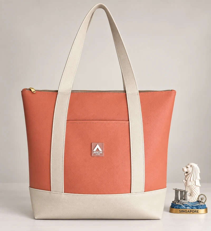 Avior Active Singapore Leather Coral Tote Bag
