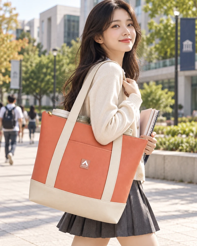 Avior Active Singapore Leather Coral Tote Bag